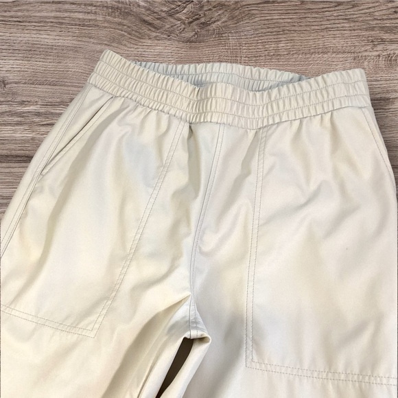 Calia Ath-Leather Faux Leather Ivory High Rise Joggers Size Medium with Pockets - Picture 2 of 10